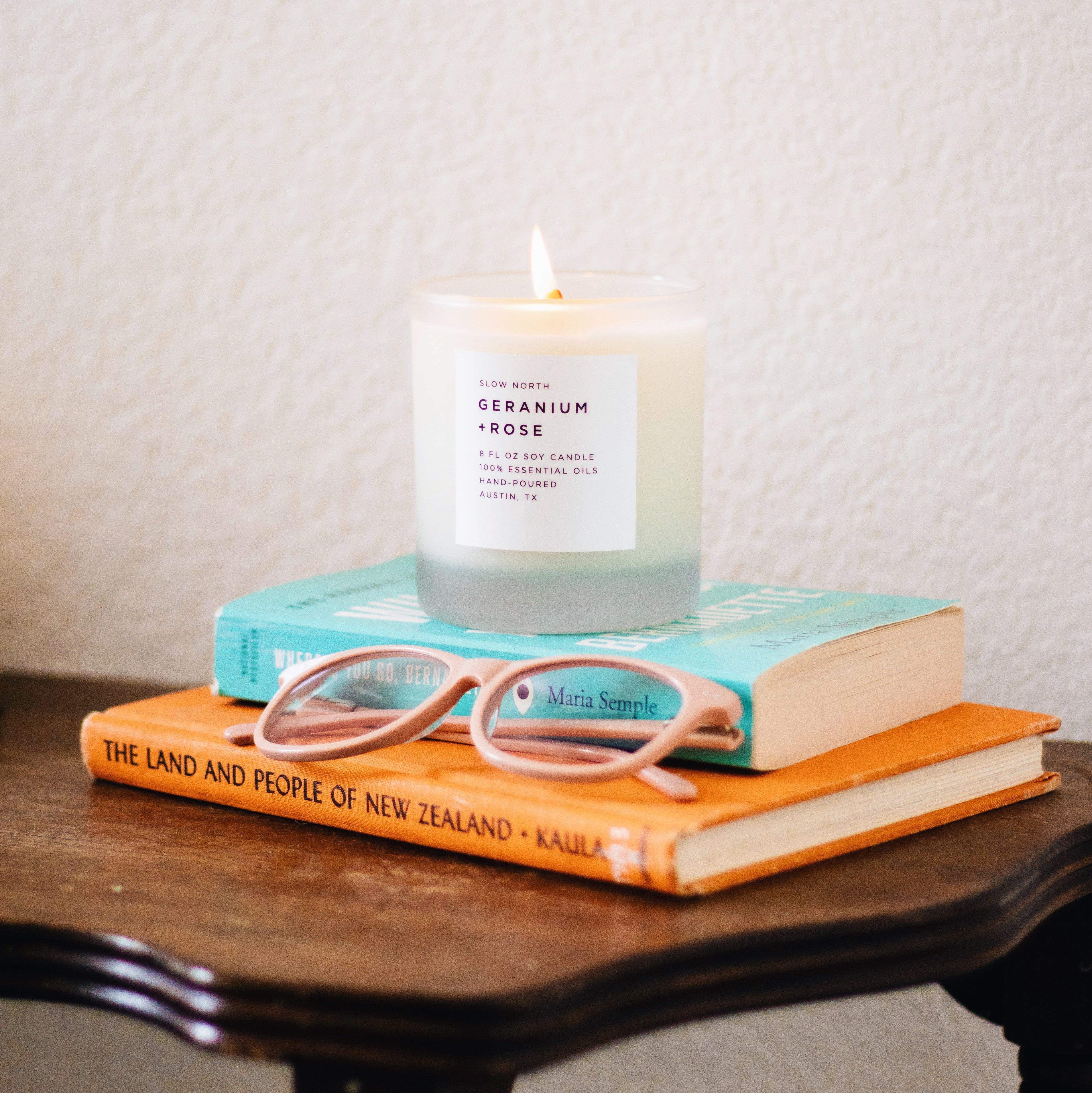 The Geranium + Rose Candle.