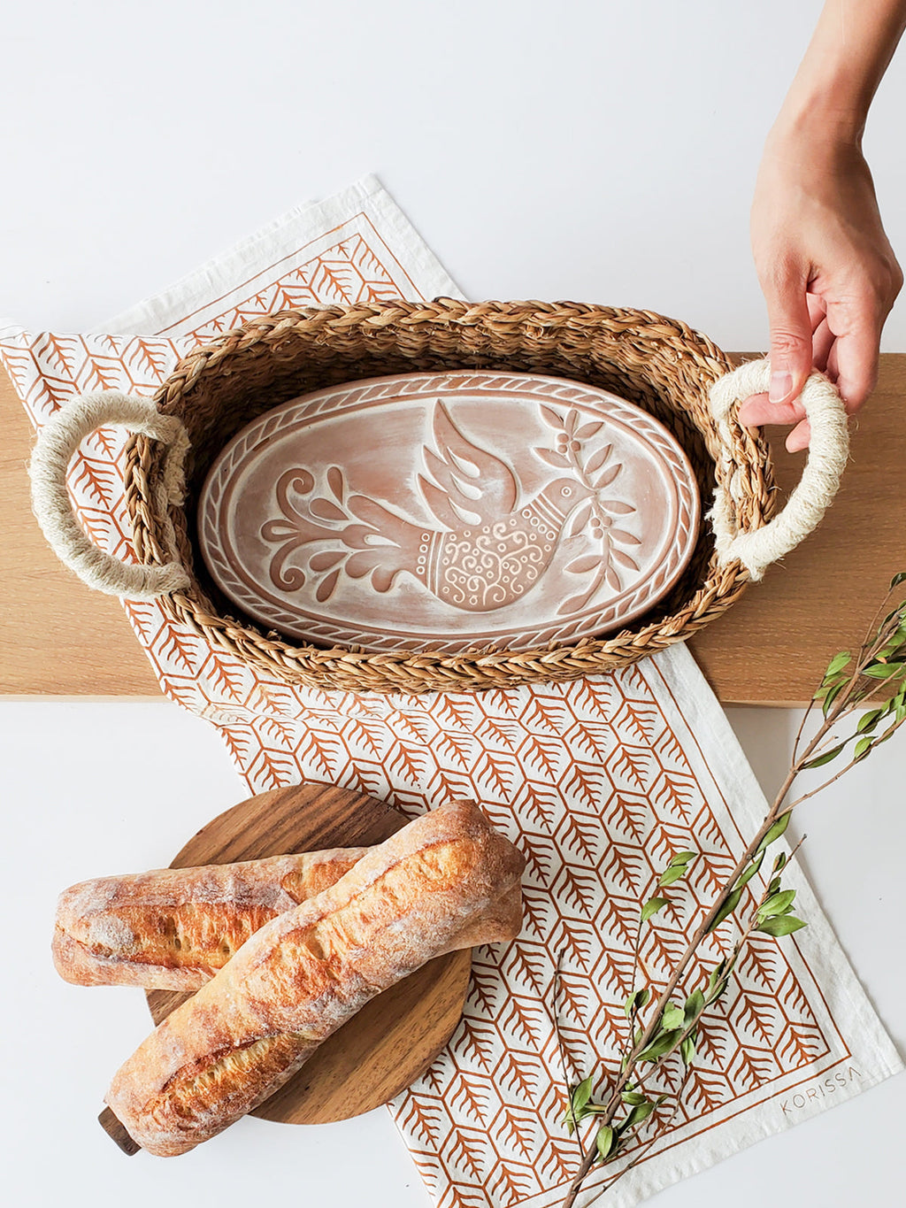The Bird Oval Bread Warmer Gift Set