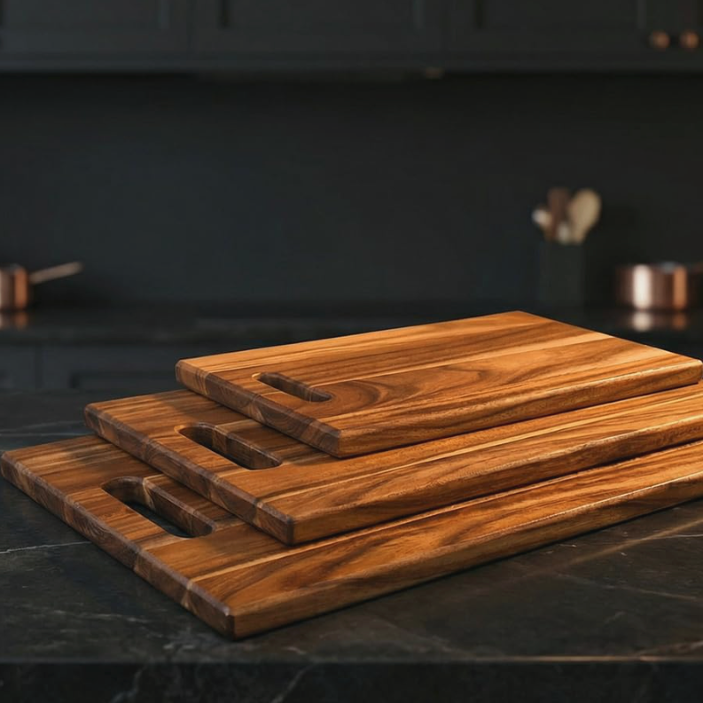 Jade Vine Acacia Wood Cutting Board Set — 3 Piece